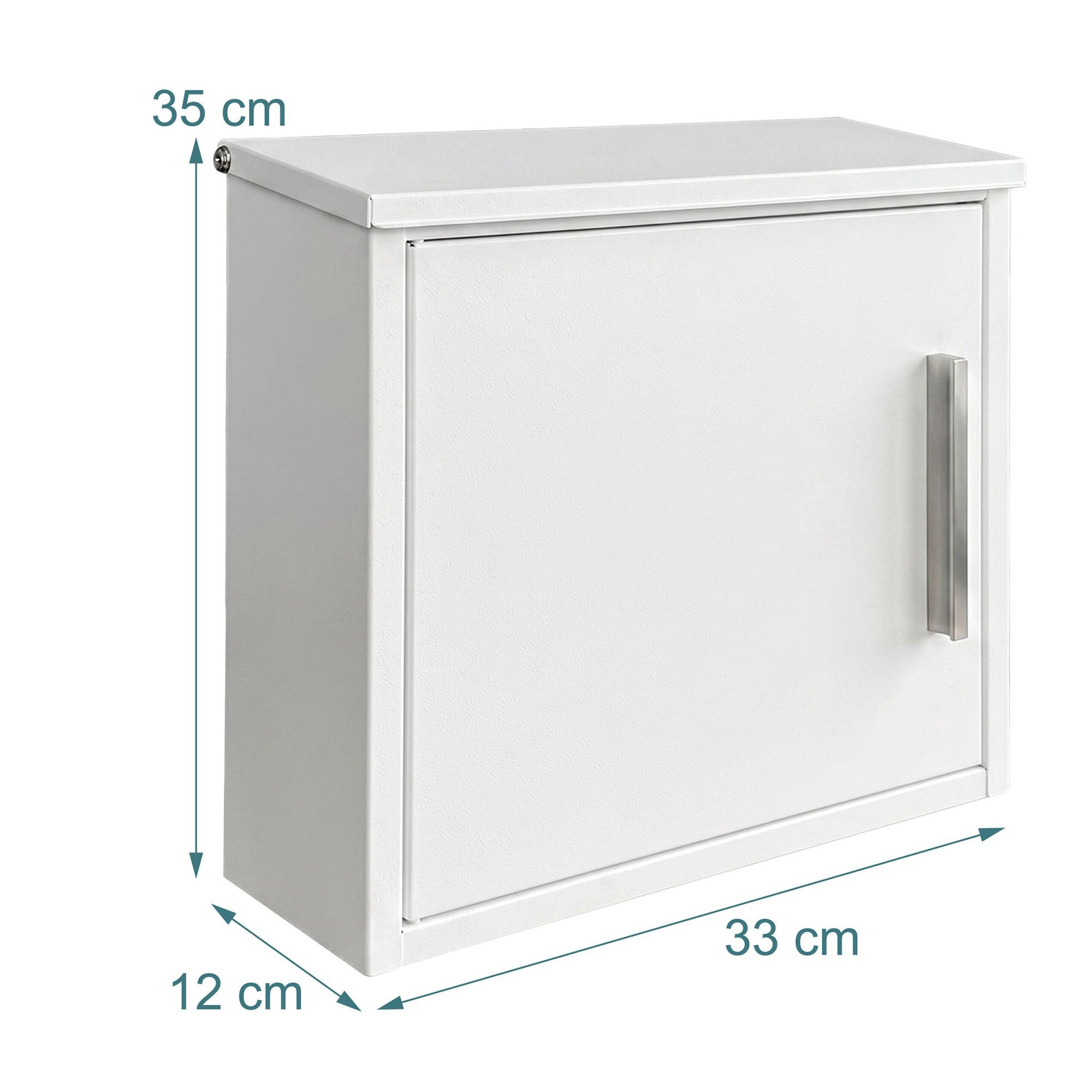 Wall-Mounted White Metal Mailbox with Lock