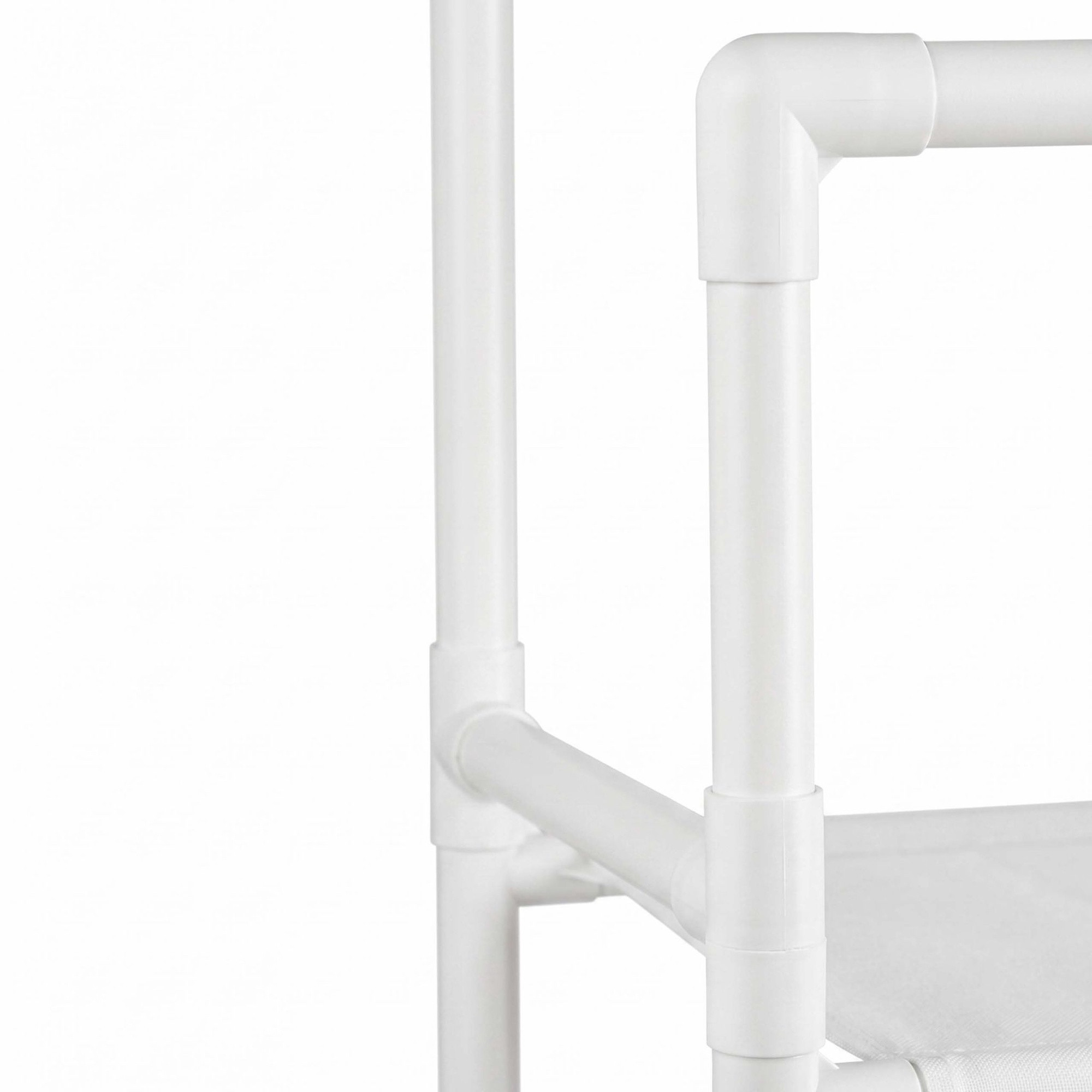 Cabideiro de chão branco com 2 prateleiras