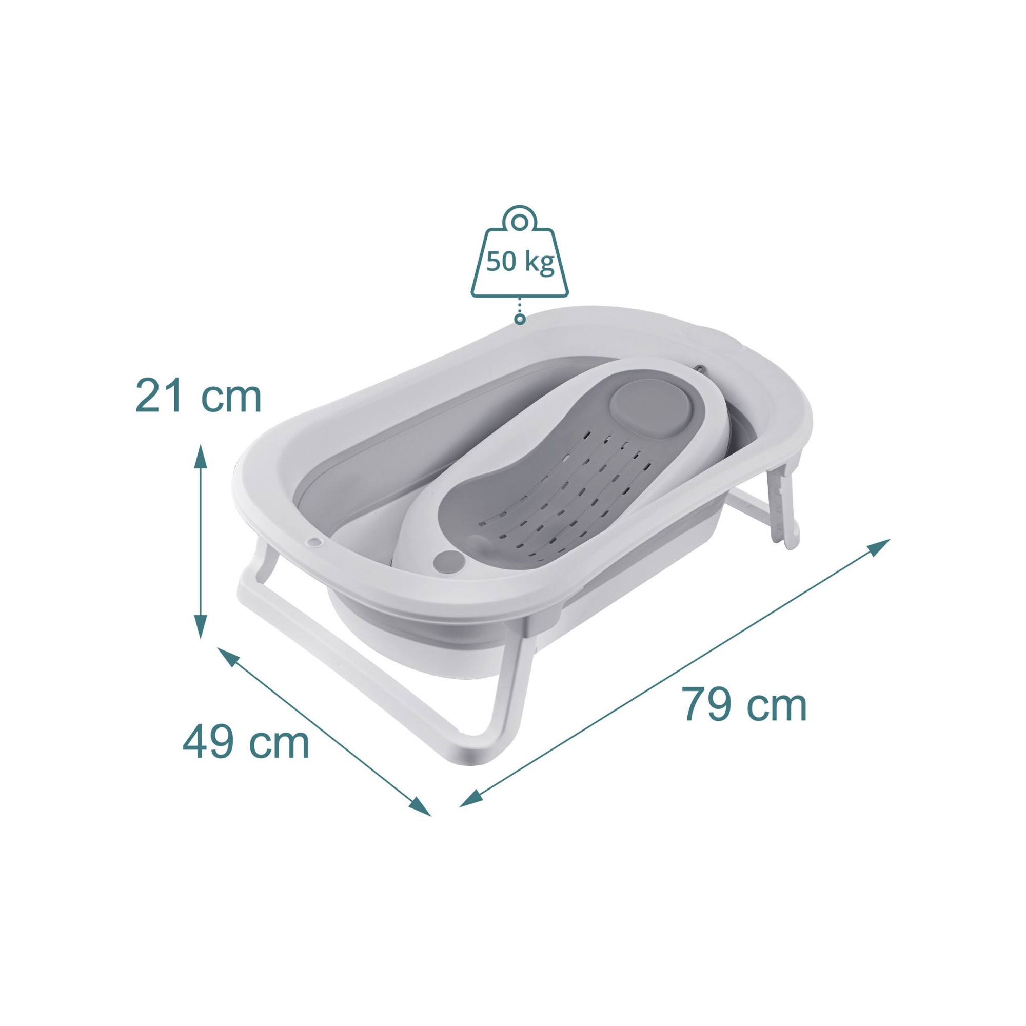 Foldable Baby Bath with Insert, Temp-Sensitive Plug