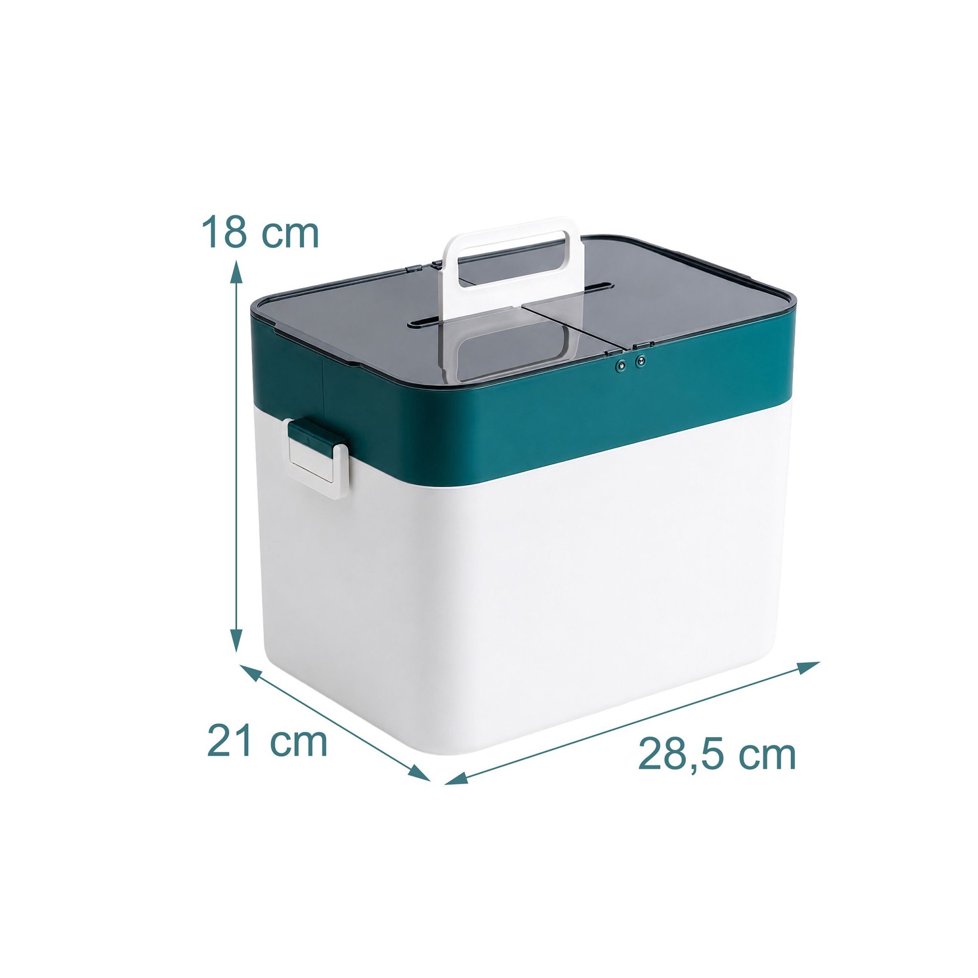 Plastic medicijndoos, 4 vakken, wit