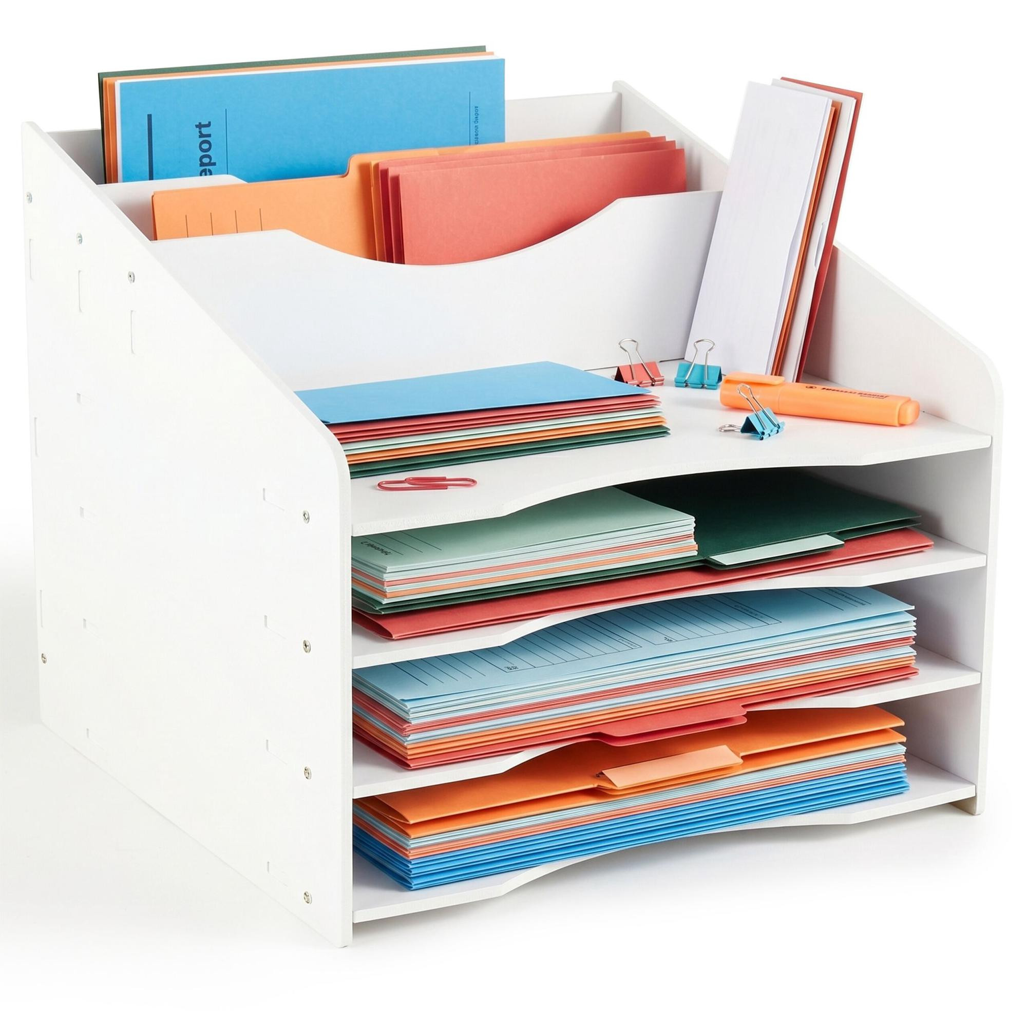 Trieur de documents A4 à 6 compartiments – MDF blanc