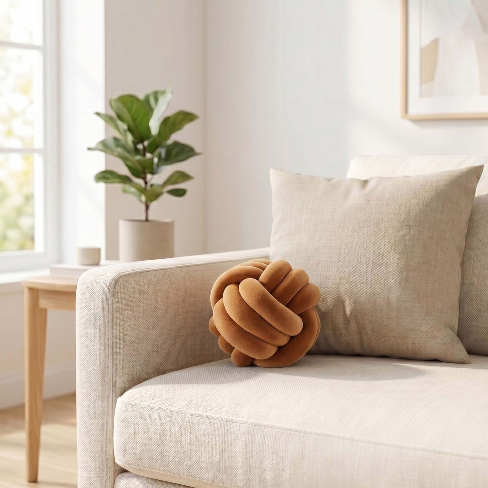Brown Knot Pillow – 25 cm, Polyester Foam