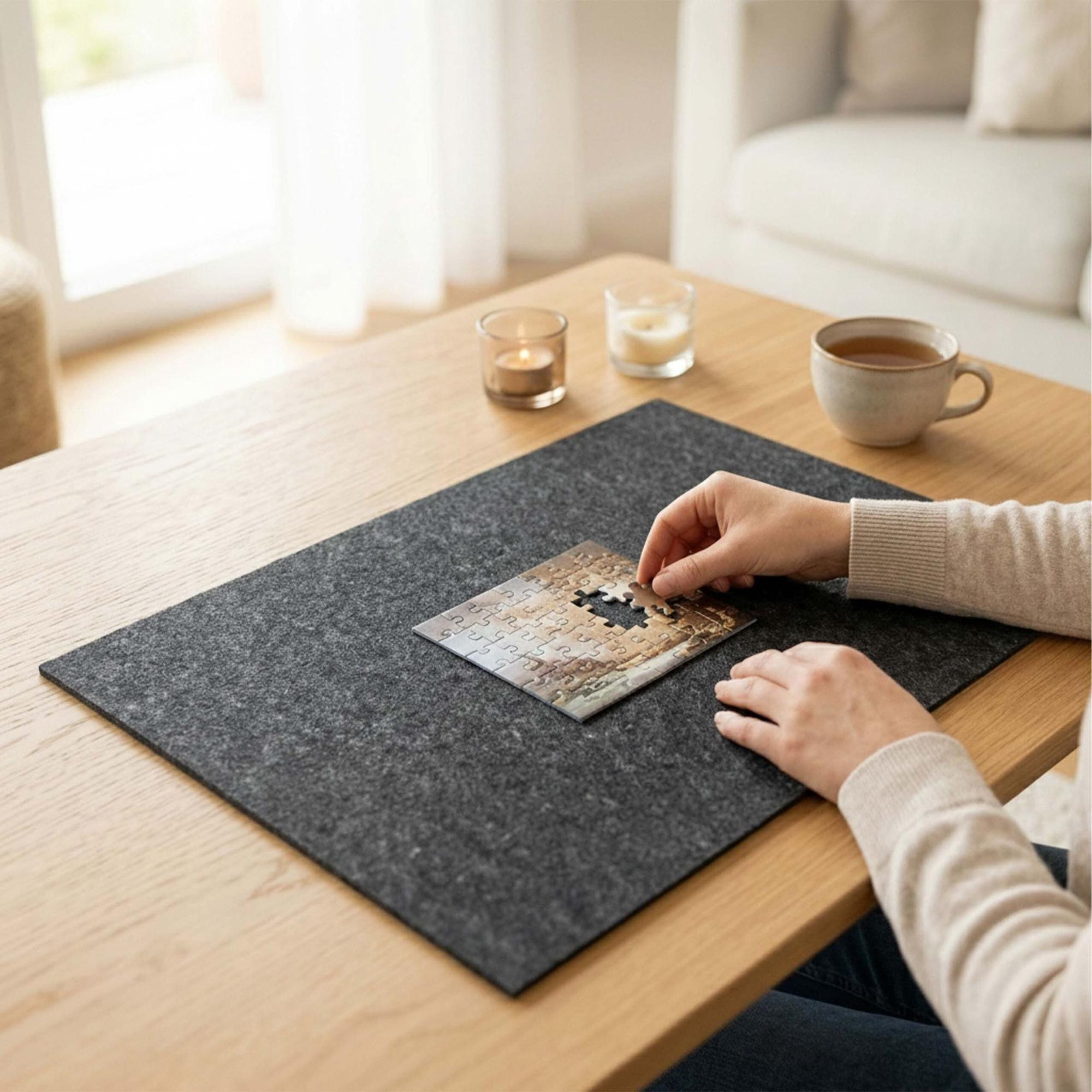 Foldable Felt Puzzle Mat, Grey, Multiple Sizes