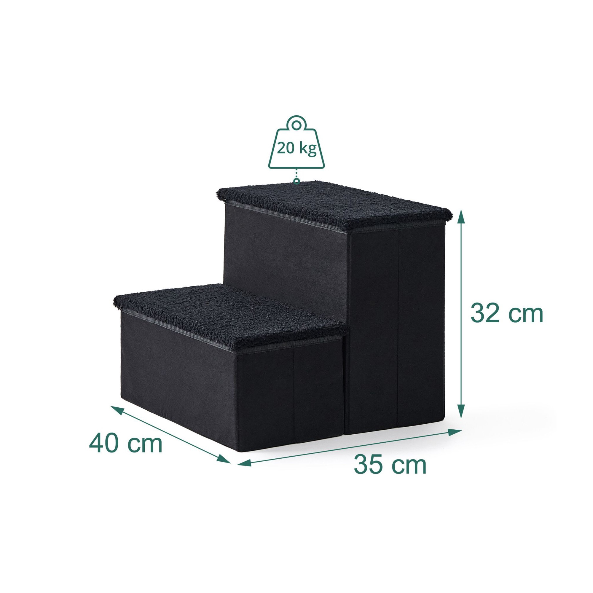 Foldable Dog Steps with Storage – Black, Small