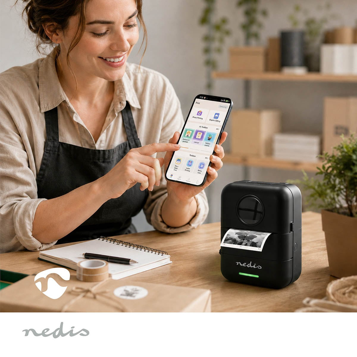 Mobile Thermal Printer, Inkless, Bluetooth, 200 DPI