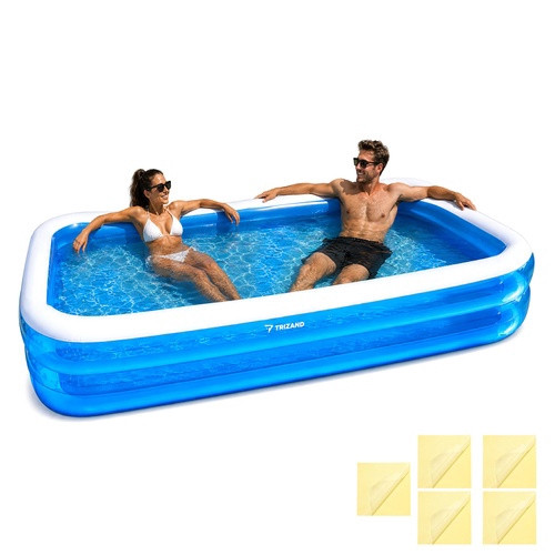 Large Rectangular Inflatable Pool, 262x175x50 cm
