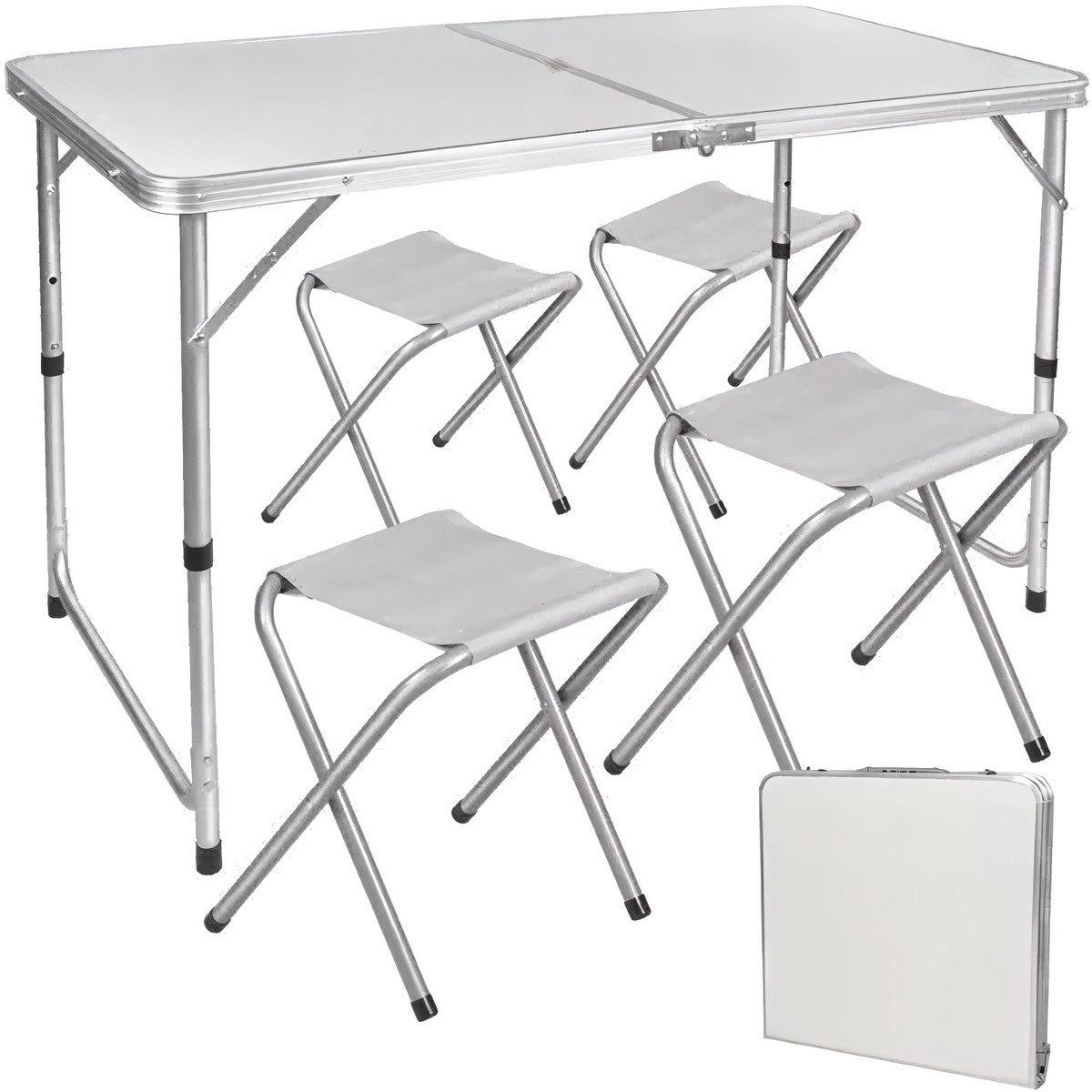 Table de camping réglable + 4 chaises pliantes