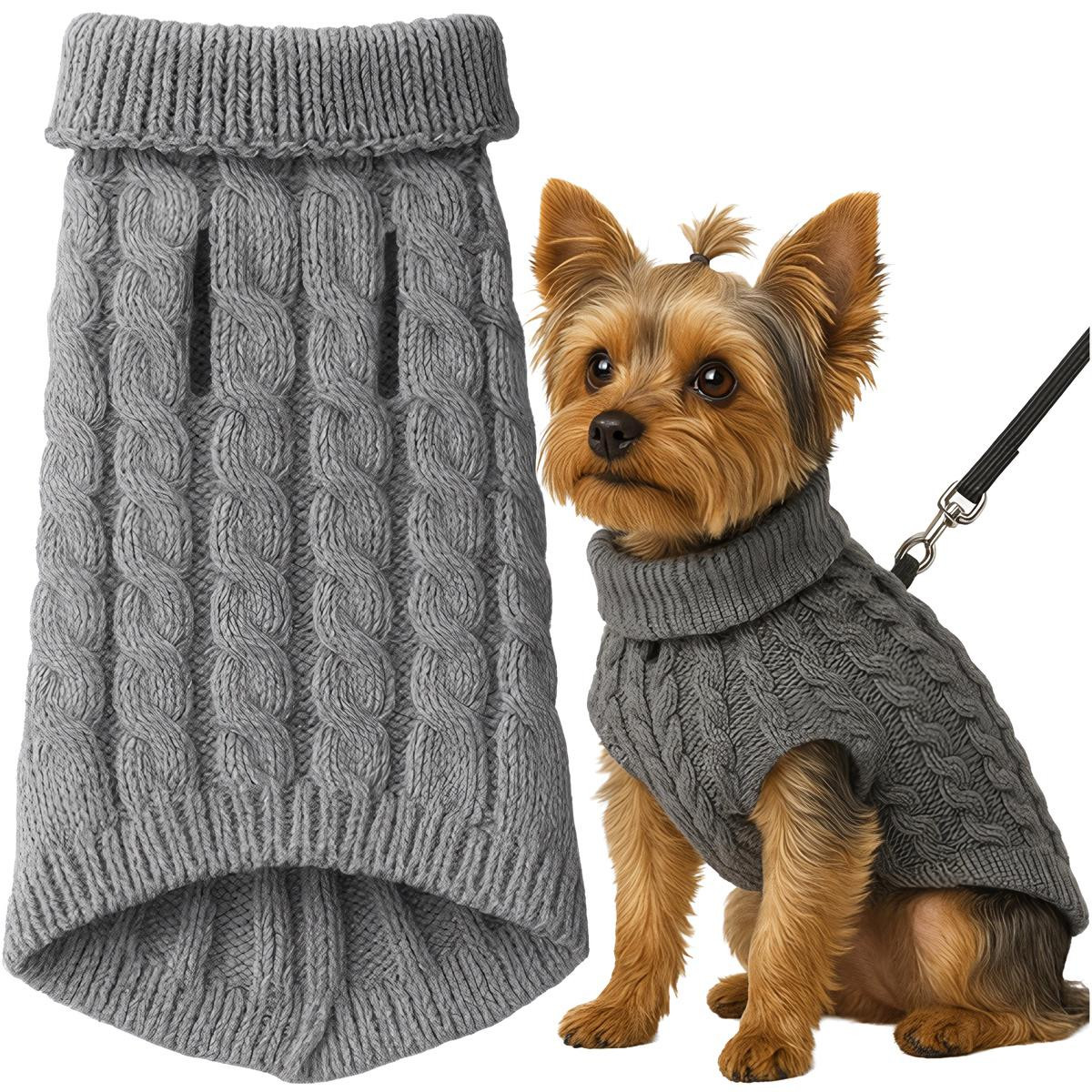 Haustierpullover, Grau, Größe M, Warmer Winterpullover