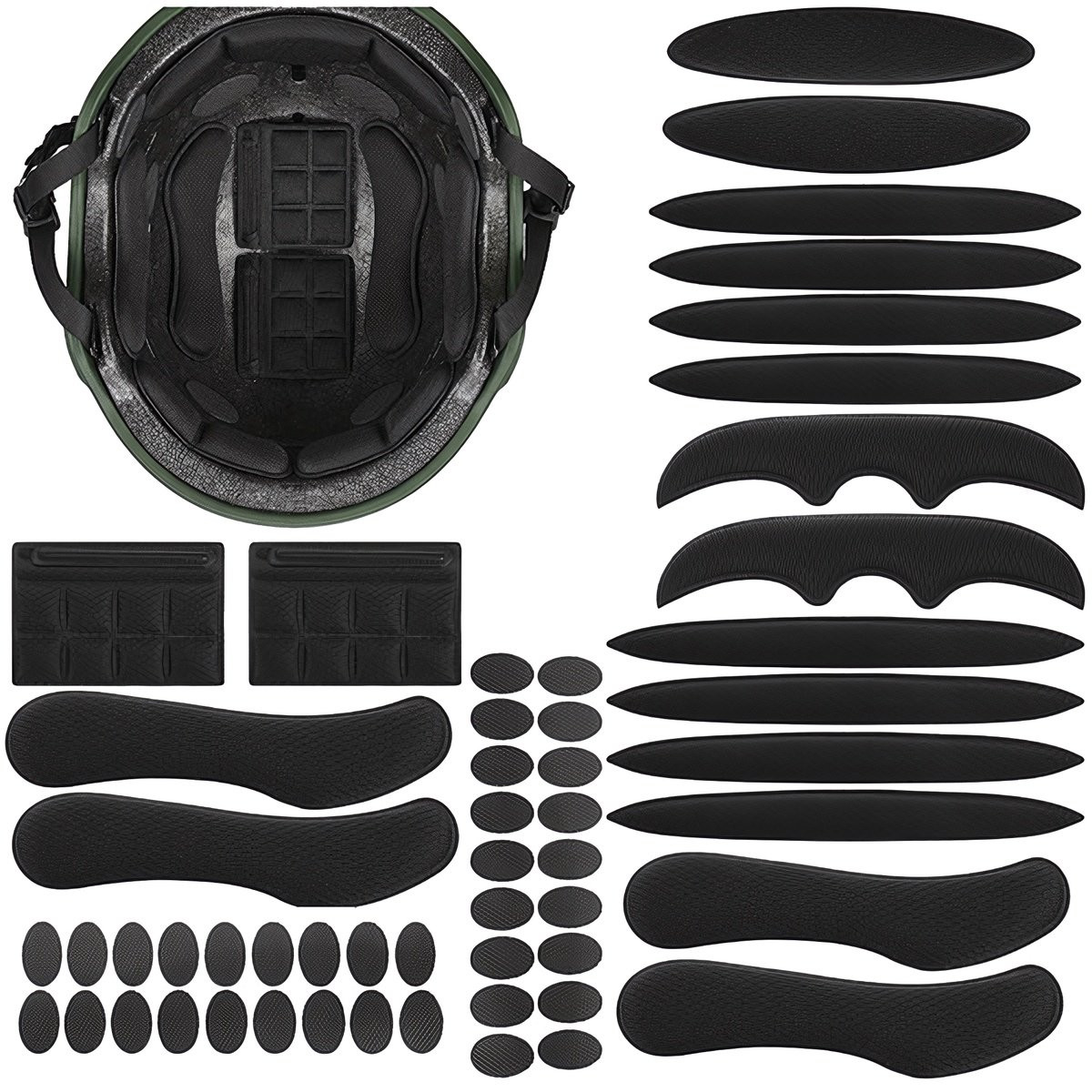 Inserti per casco, 54 pezzi - Schiuma EVA, autoadesivi, con velcro
