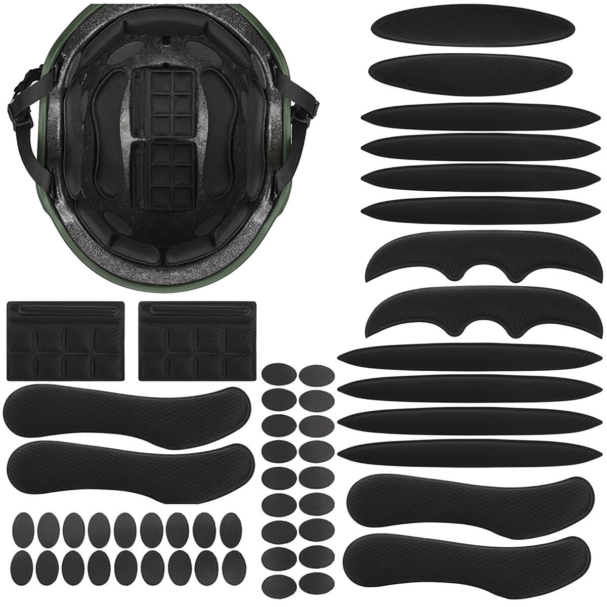Inserti per casco, 54 pezzi - Schiuma EVA, autoadesivi, con velcro