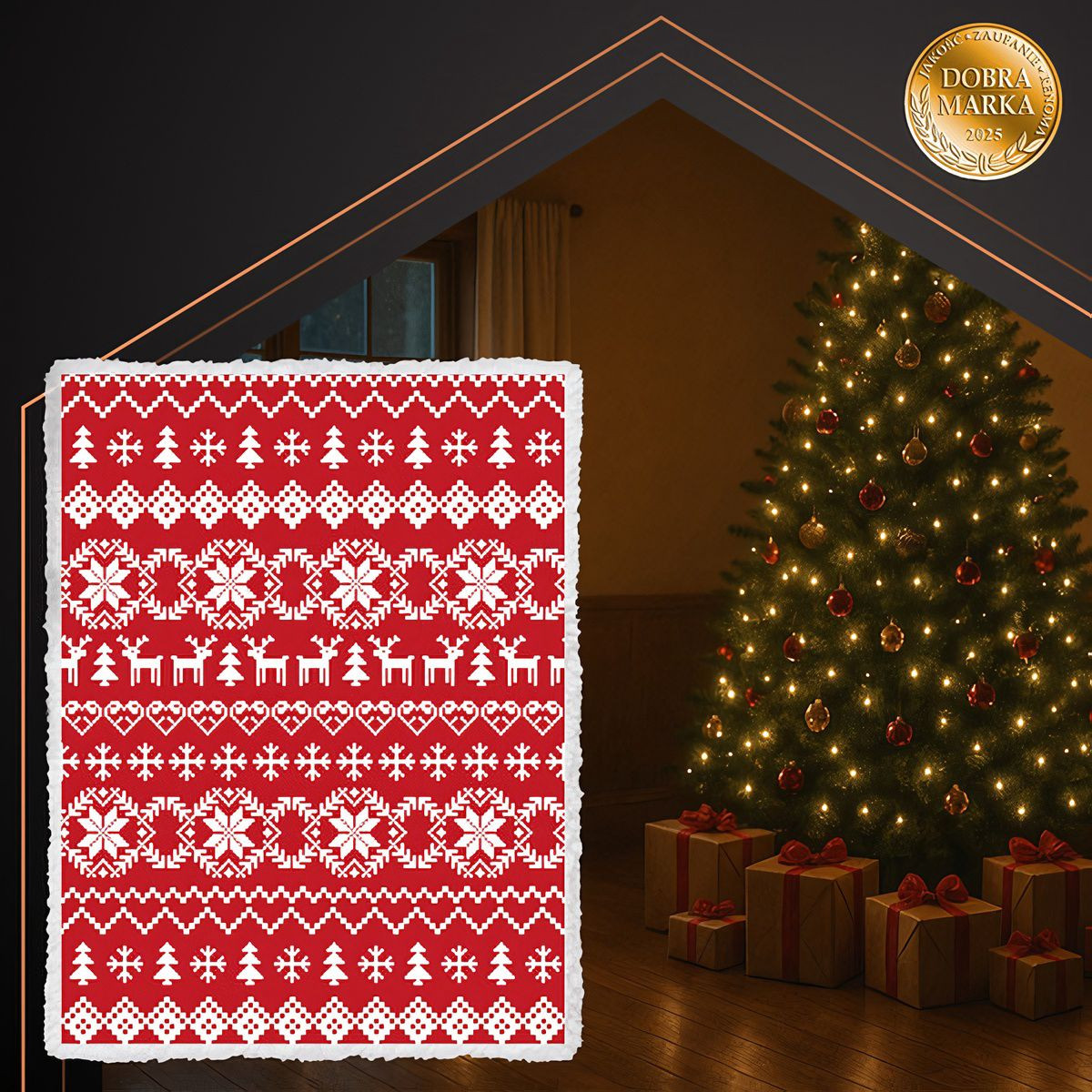 Kerstdeken, omkeerbaar, 130x170 cm, polyester
