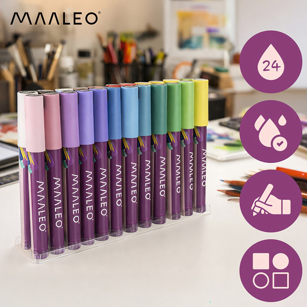 Acrylic Markers Set, 24 Colors – Waterproof, Multi-Surface