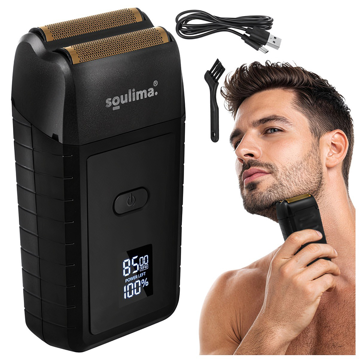 Barbeador de barba Soulima com visor LED
