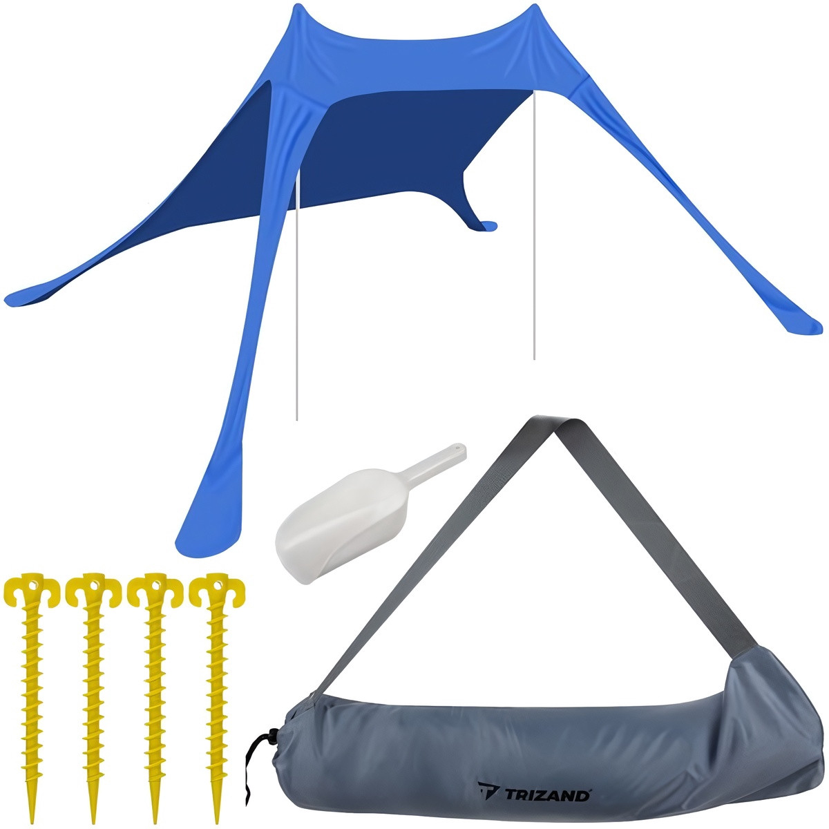Beach tent with UV protection and quick assembly