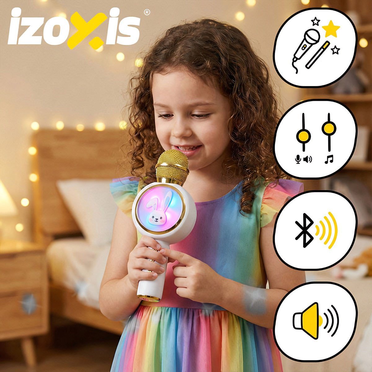 Microfono Karaoke Bluetooth wireless per bambini, bianco