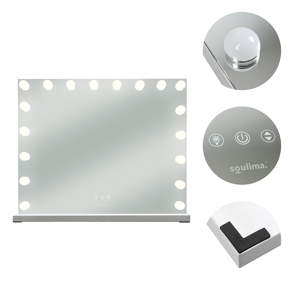 LED Cosmetic Mirror 80x62cm, Adjustable Light, Touch Control