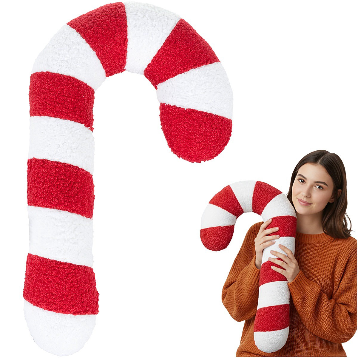 Candy Cane Kussen – Rode & Witte Kerstversiering