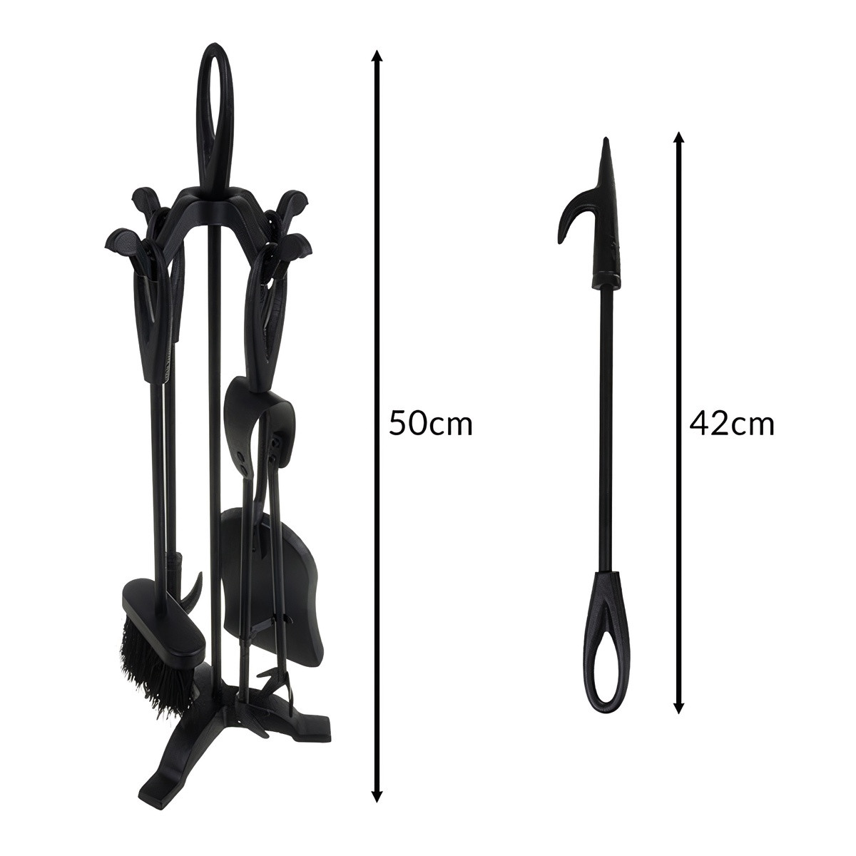 Ensemble d'accessoires de cheminée avec support – Acier inoxydable,...