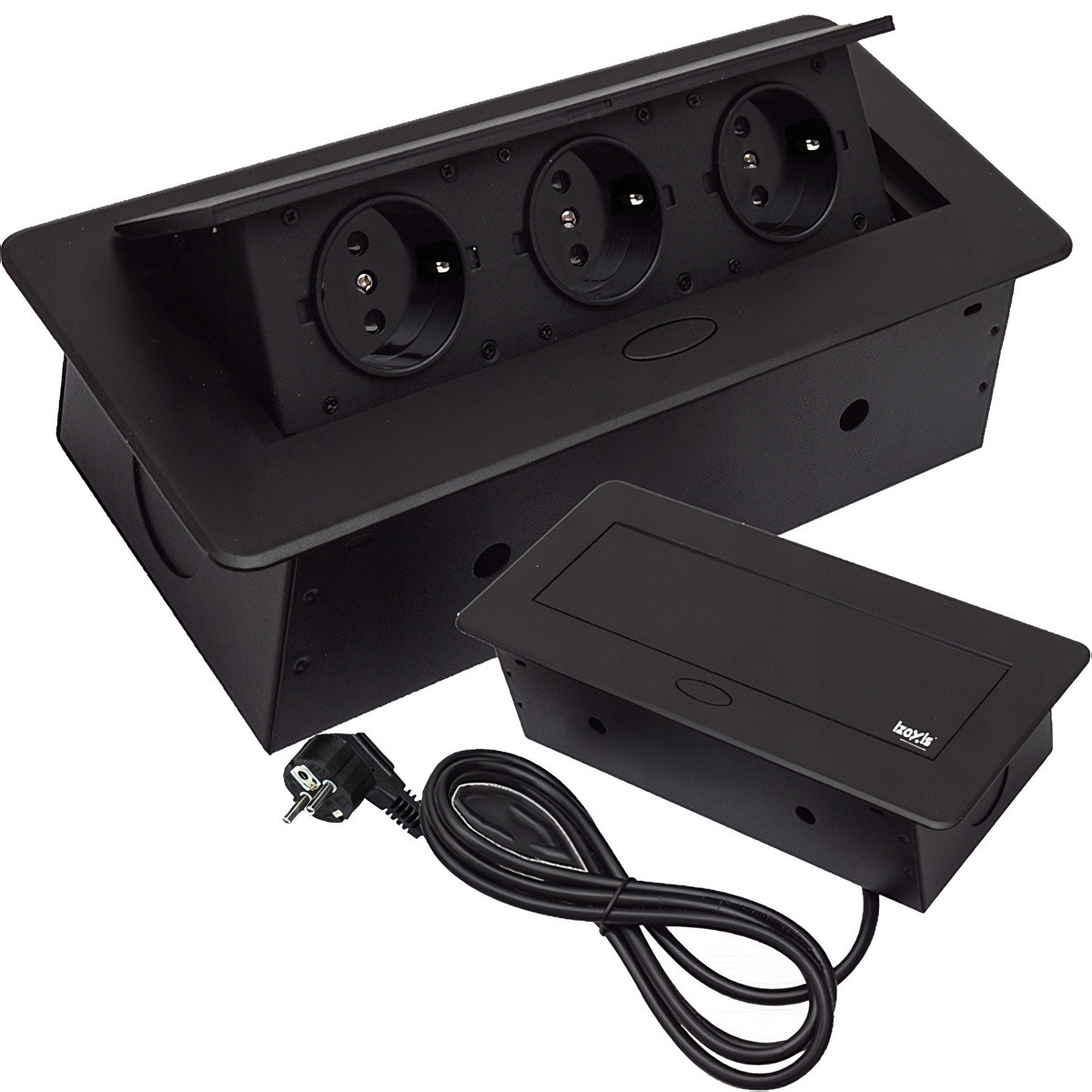 Recessed Triple Socket Black - Discreet & Practical