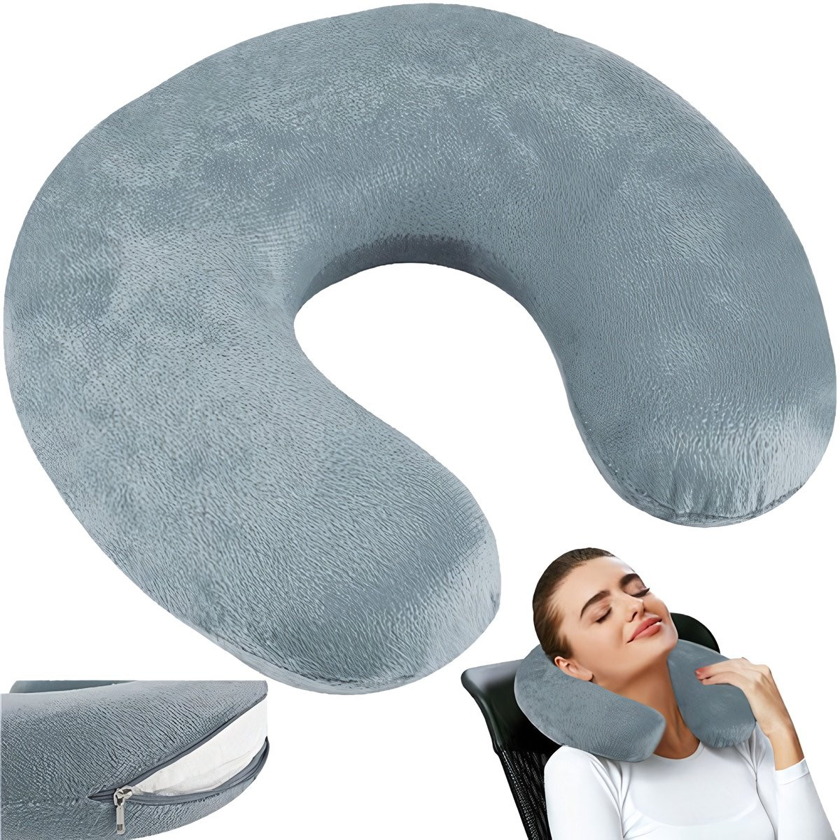Travel pillow Memory function Gray with Removable cover
