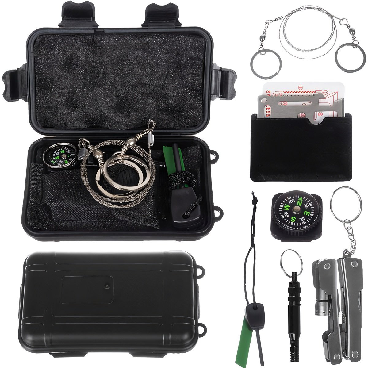 Survival kit 7in1: Multitool, Compass, Saw