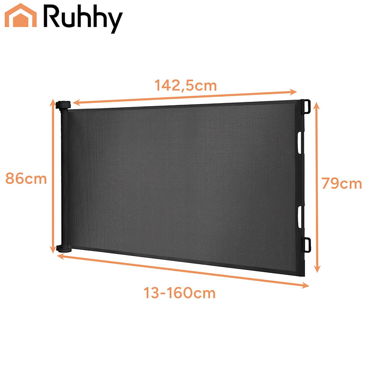 Extendable Safety Gate, Gray, 86-160cm, PVC & Aluminum