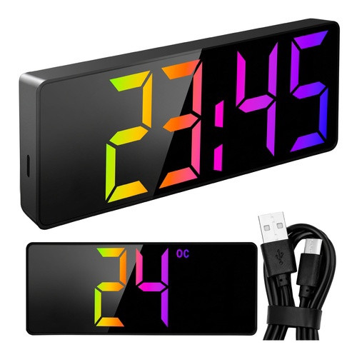 LED-Wecker mit Farbdisplay und USB-Anschluss