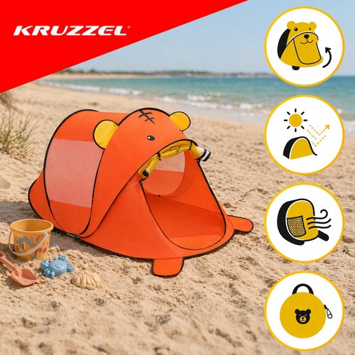 Children's Beach Tent, Bear Design, Self-Assembling