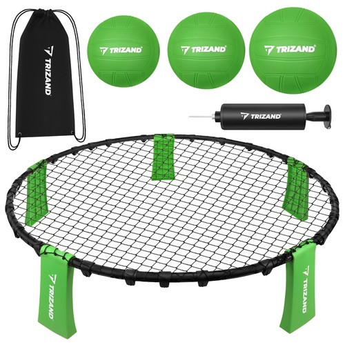 Conjunto de mini vôlei Roundnet com 3 bolas e bomba de ar.