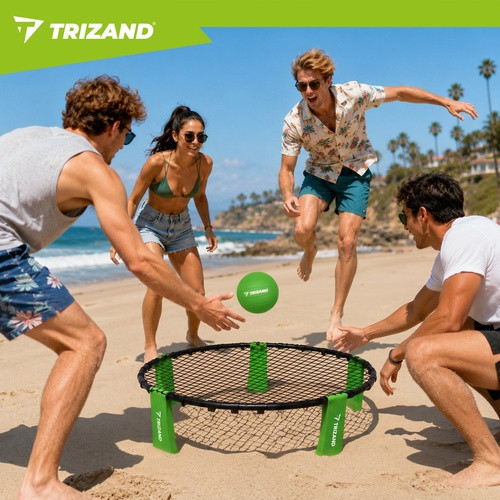 Conjunto de mini vôlei Roundnet com 3 bolas e bomba de ar.
