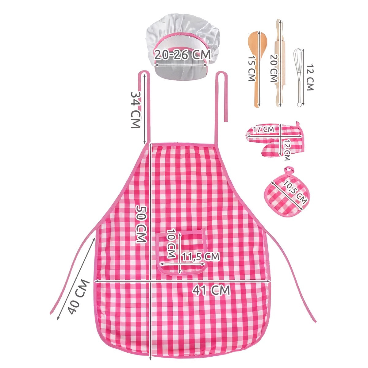Set da chef per bambini: grembiule, cappello e utensili
