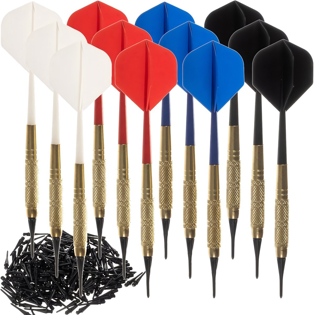 Darts Set: 12 Darts + 200 Tips Beginner