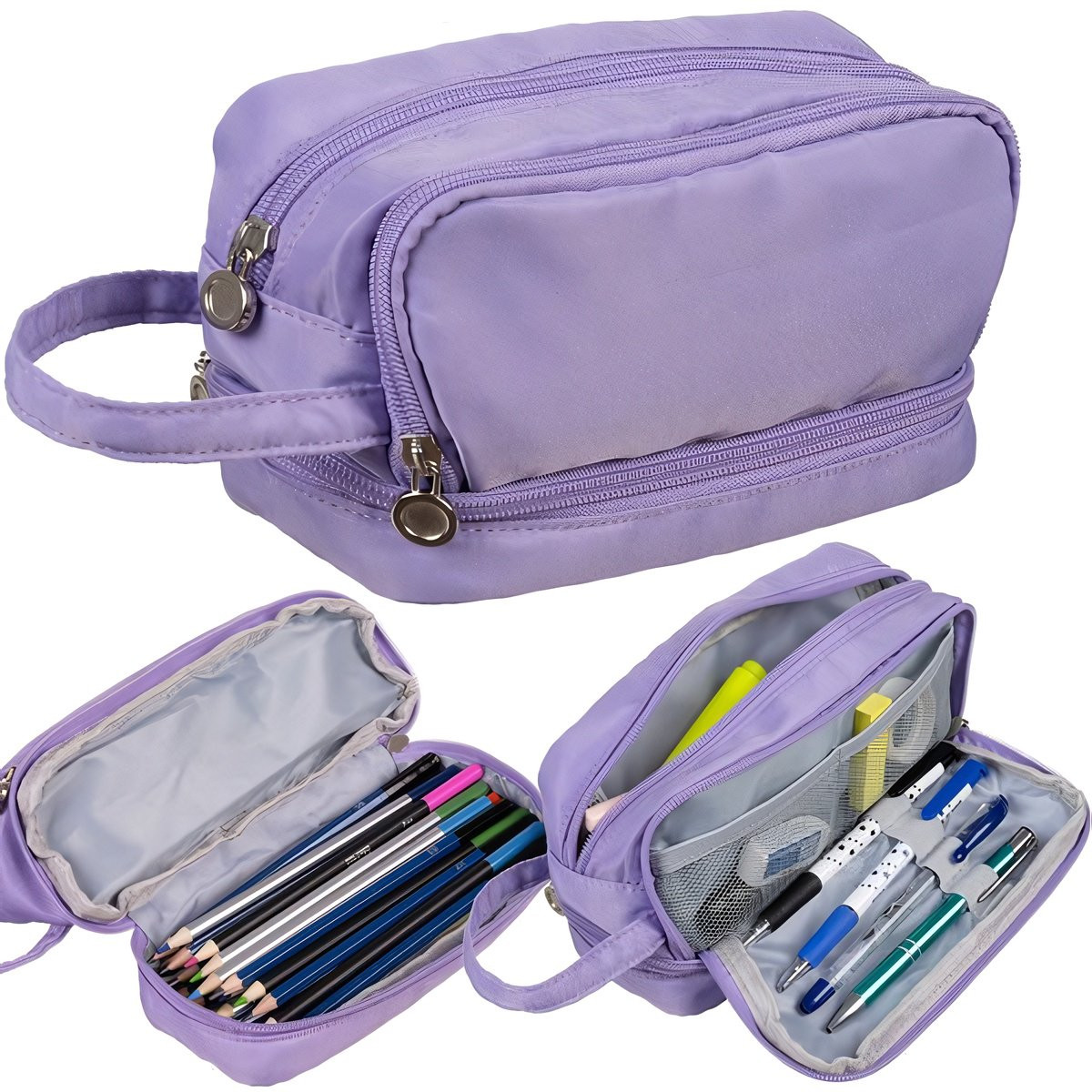 Extendable pencil case with four compartments