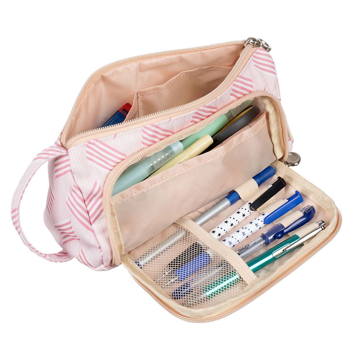 Two-compartment foldable pencil case pink child