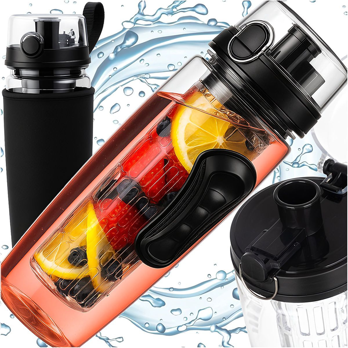 1L waterfles met container