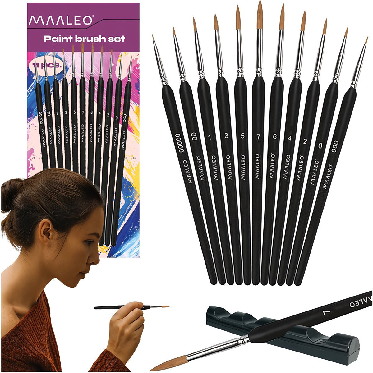 Set di pennelli con supporto – 11 pezzi