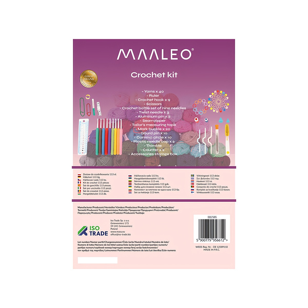 Kit per uncinetto, 113 pezzi, include uncinetti e accessori