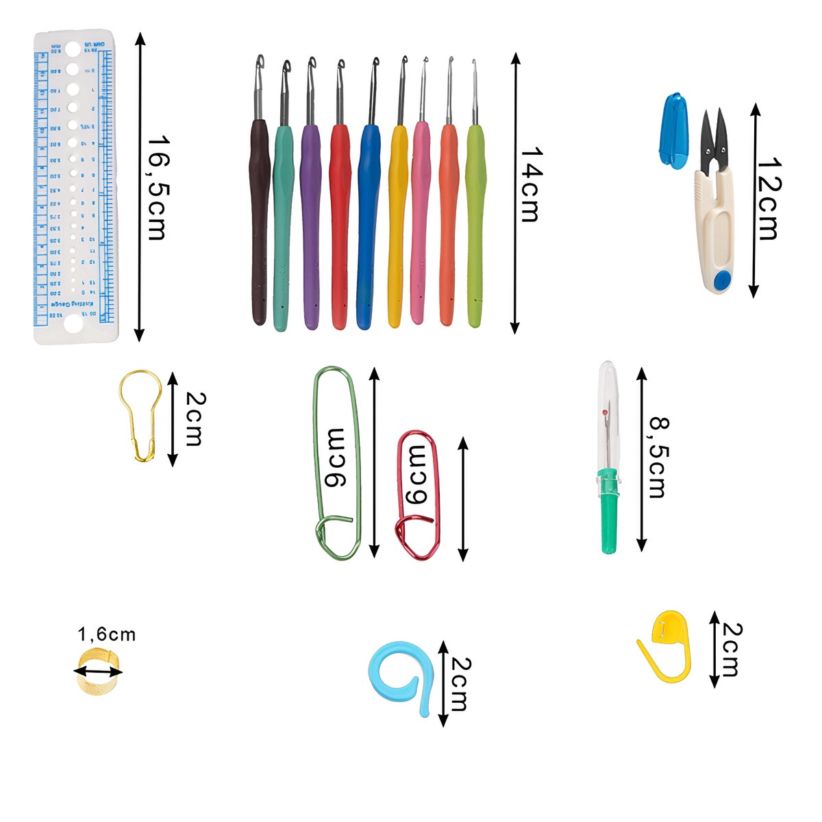 Kit per uncinetto, 113 pezzi, include uncinetti e accessori