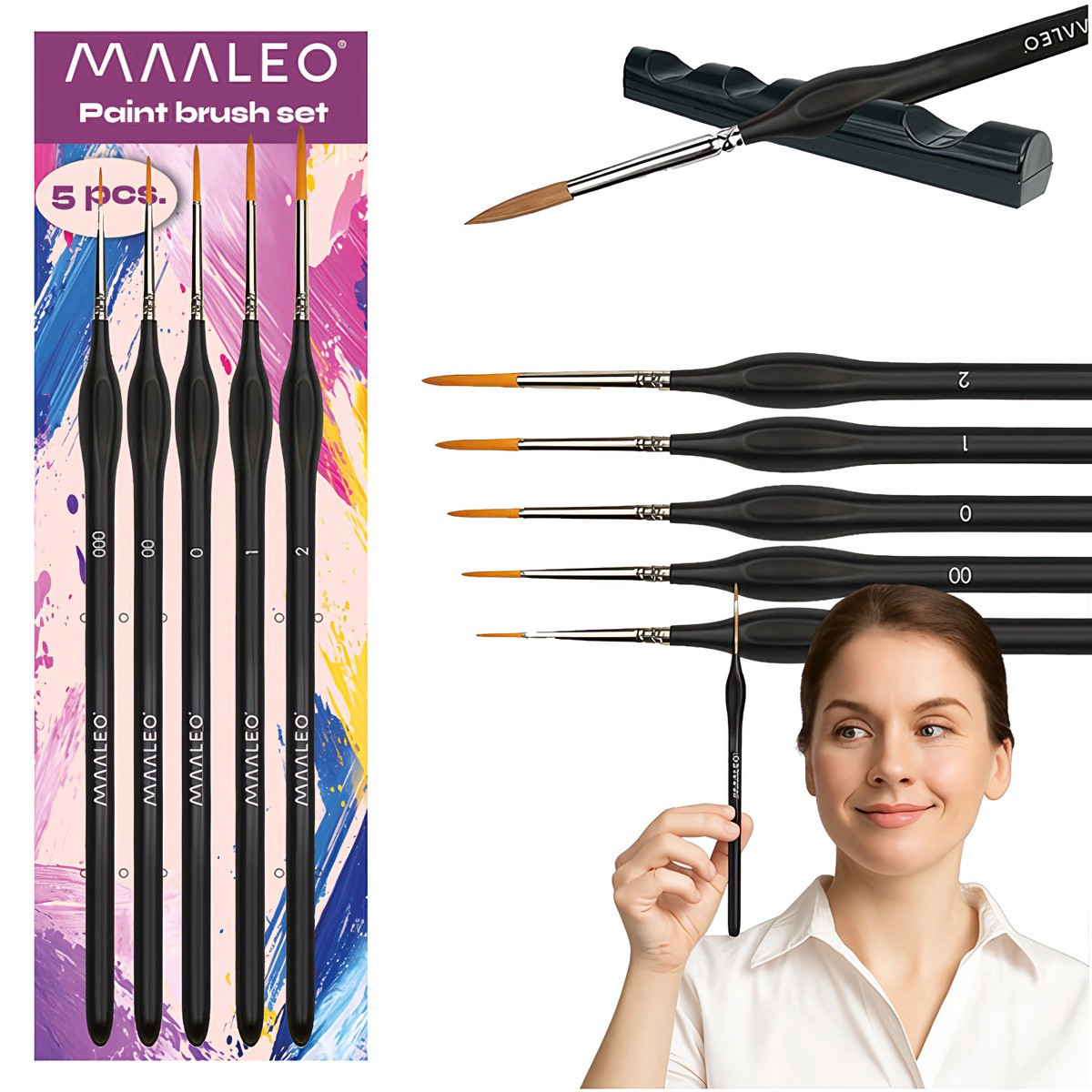 Ensemble de pinceaux avec support – 5 pièces