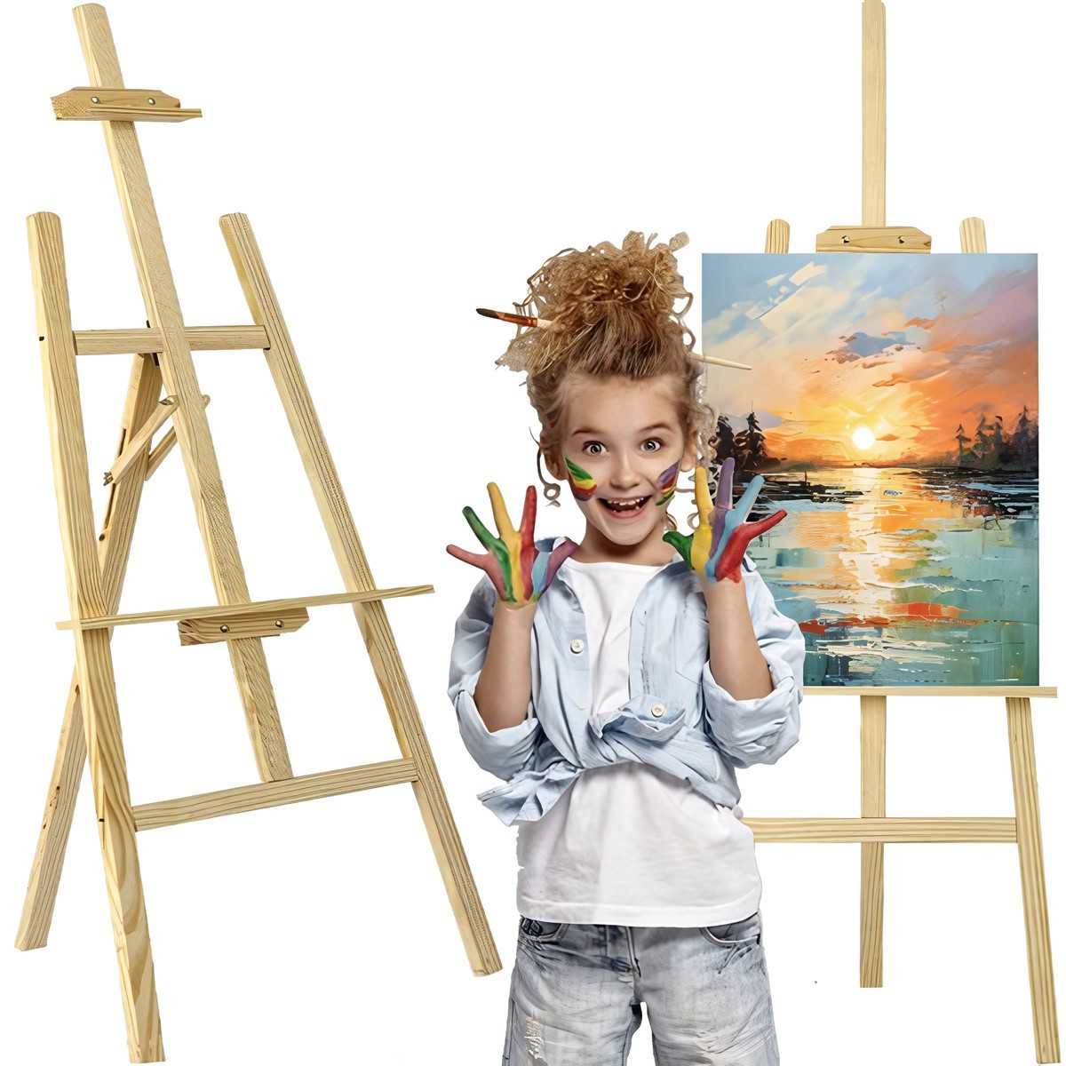 Adjustable Wooden Easel - Stable, Foldable, Light