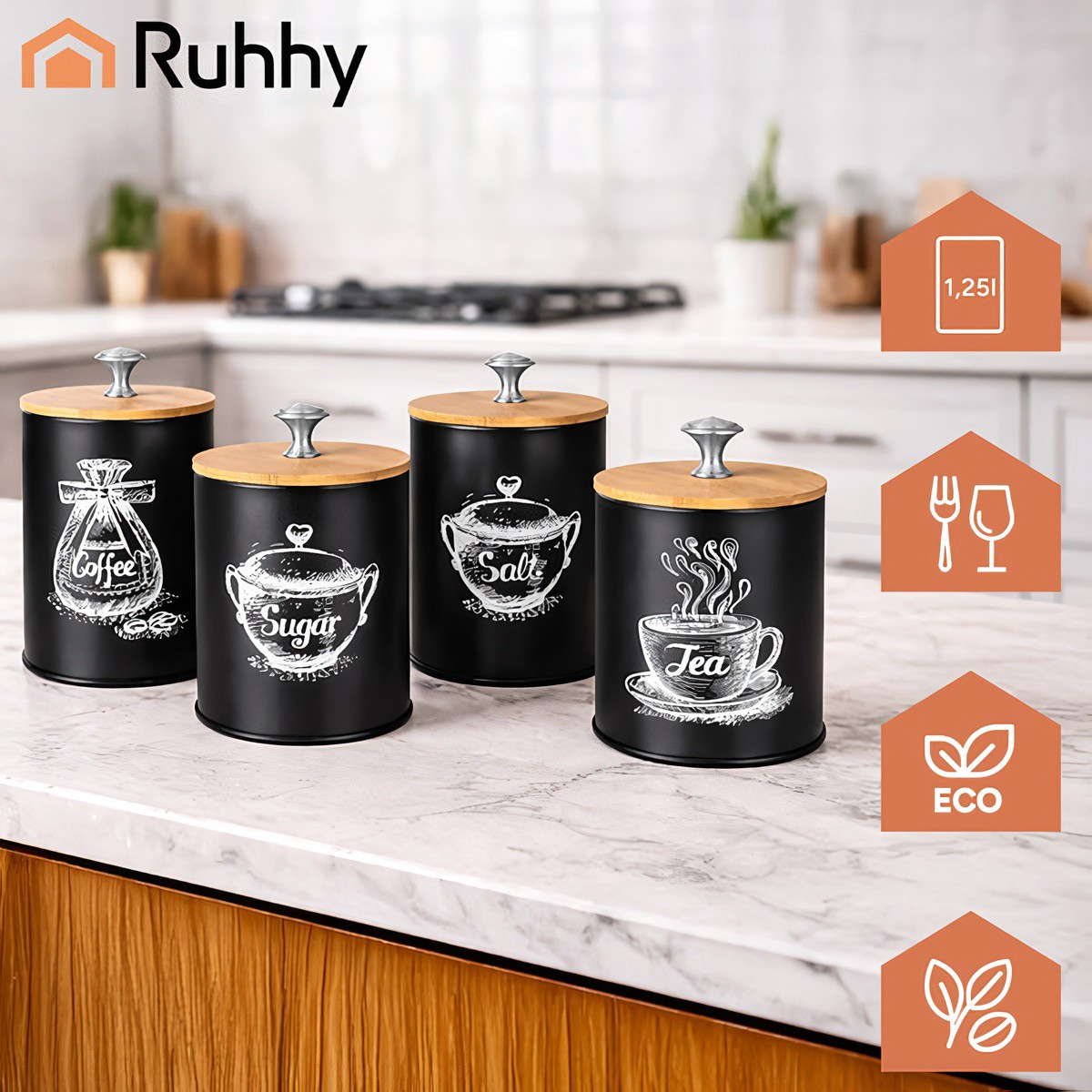 Küchenbehälter aus Glas – 4er-Set