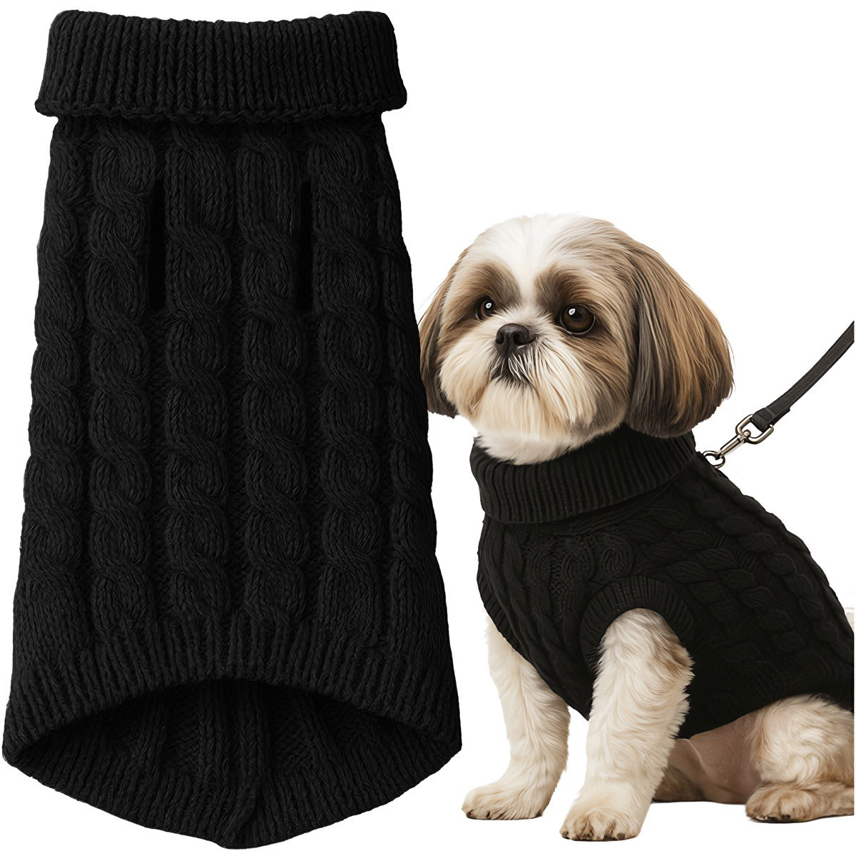 Hunde-/Katzenpullover, Schwarz, Größe L, Winterwärme