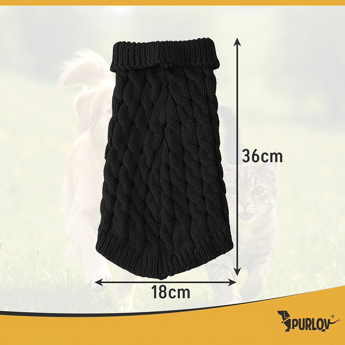 Hunde-/Katzenpullover, Schwarz, Größe L, Winterwärme
