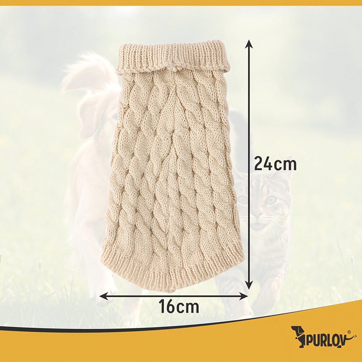 Pull pour chien/chat, maille beige chaude, taille S
