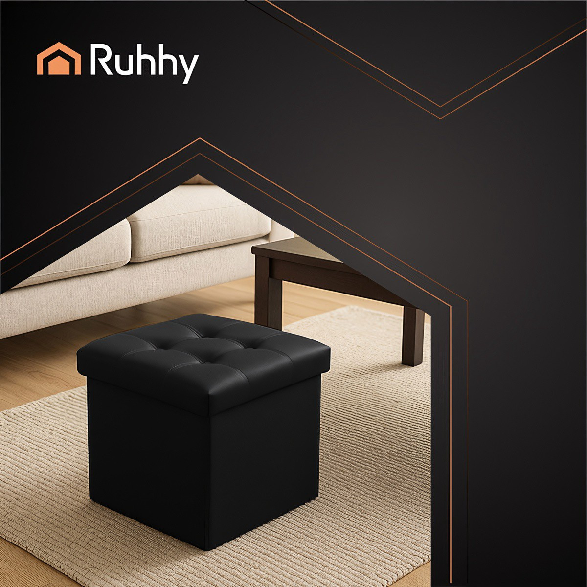 Puff plegable negro 25779