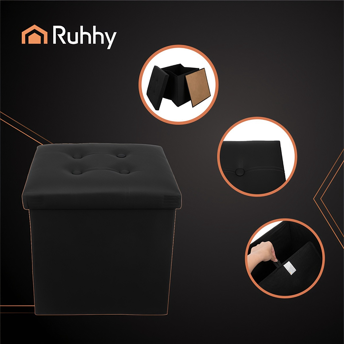 Puff plegable negro 25779