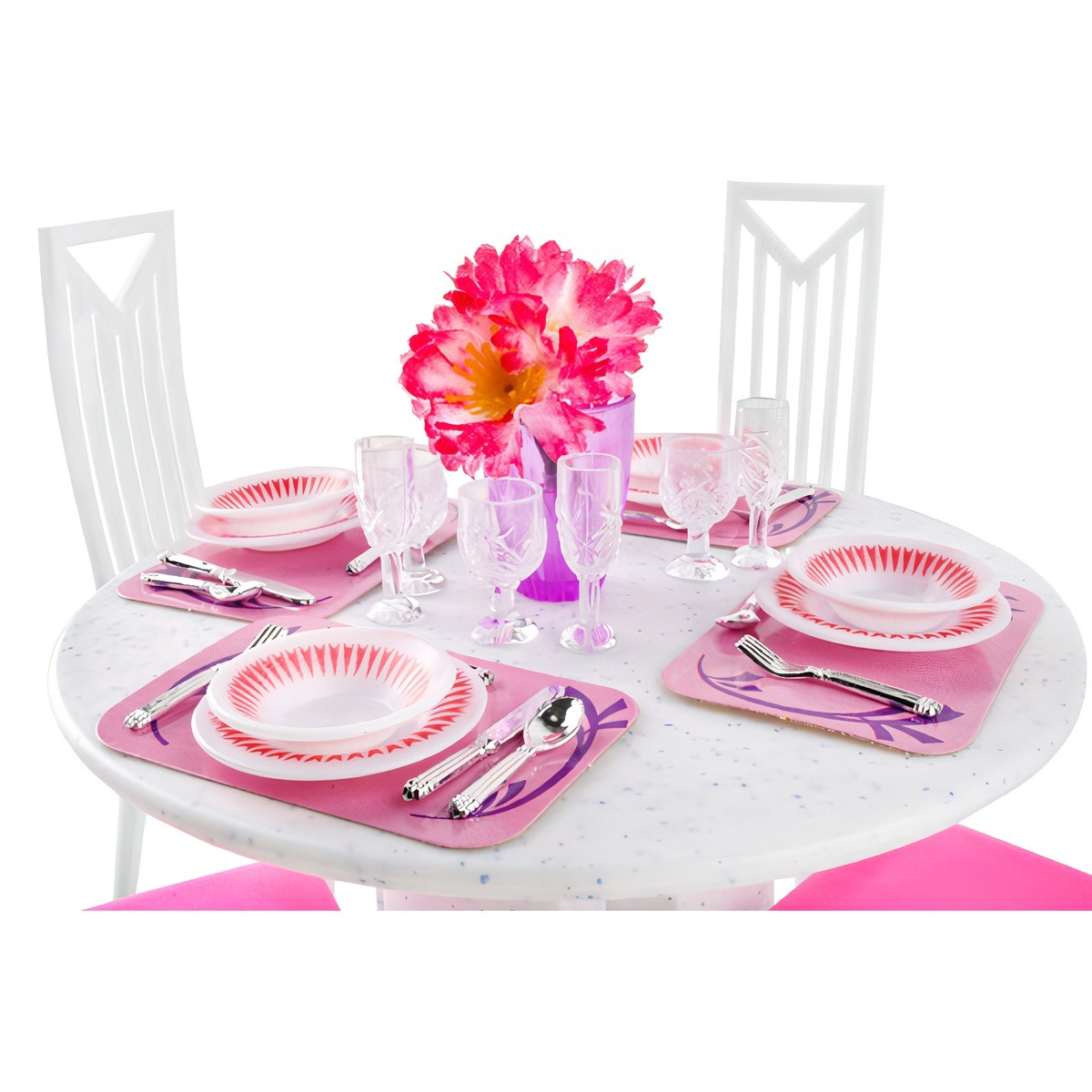 Dollhouse Dining Set with Table, Chairs, Tableware – 43 pcs
