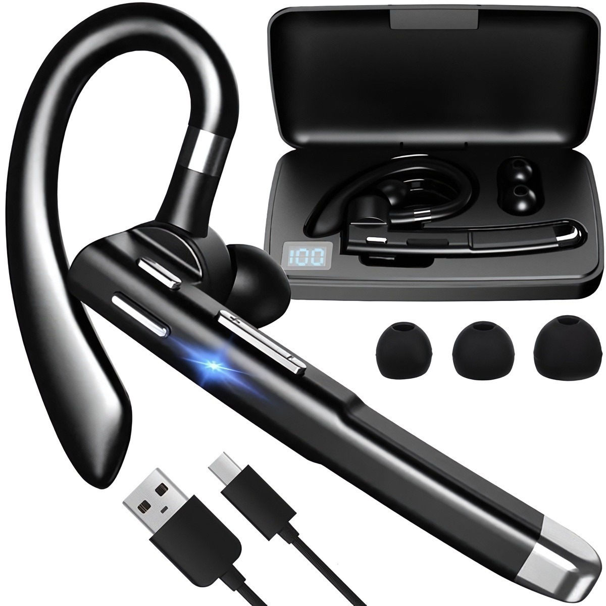 Wireless Bluetooth headset with noise reduction