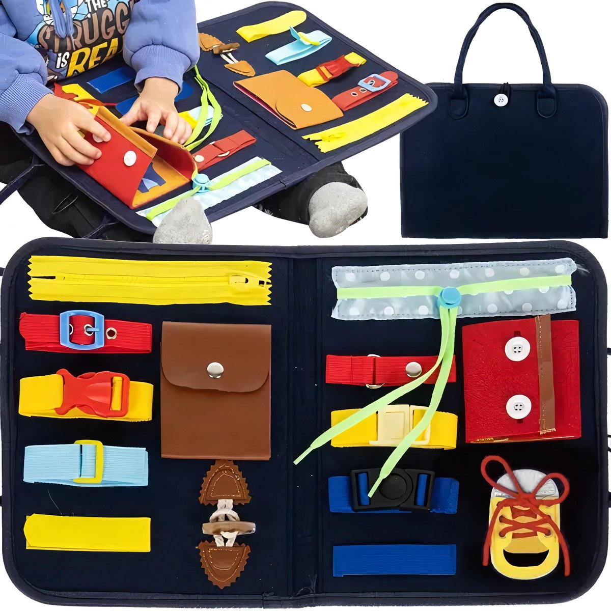 Multicolored Children's Board with 14 Learning Elements