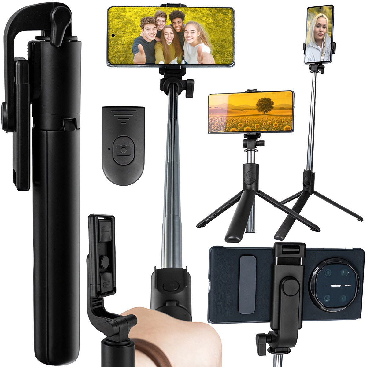 Support pour perche à selfie avec télécommande